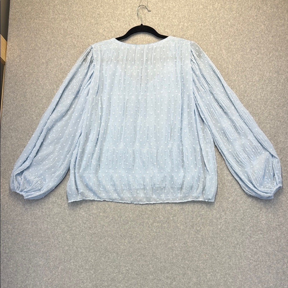 White House Black Market Blue Puff Sleeve Blouse - Picture 7 of 8